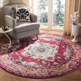 Safavieh Alfombra boho chic de polipropileno rosa/multicolor, 201 cm