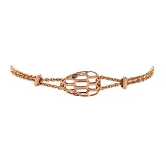 Bulgari Serpenti Seduttori Chain Bracelet 18K Rose Gold with Amethyst