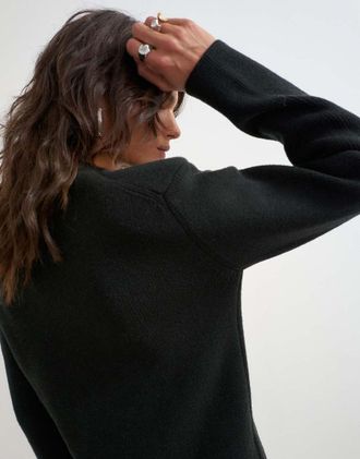 Topshop maglione lavorato a maglia con spalle imbottite nero