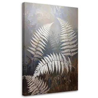 Feeby Impresi&oacute;n De Imagen Hojas De Helecho Naturaleza Plantas Blanco Gris 70x100