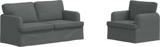vidaXL Juego De Sof&aacute; 2 Uds. Gris Oscuro Tela Vidaxl