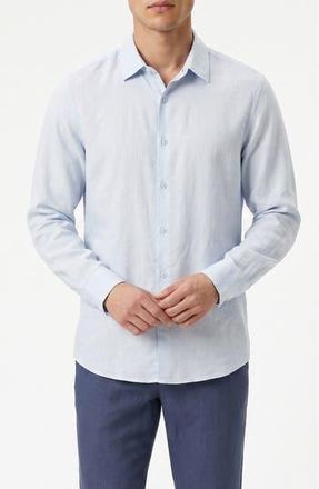 Onia Long Sleeve Linen Blend Button-Up Shirt in Sky at Nordstrom Rack, Size X-Large