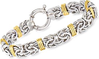 Ross-Simons Byzantine Bracelet in Sterling Silver and 14kt Yellow Gold