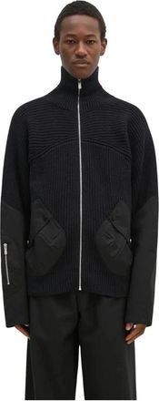 A.A. Spectrum Saxon Ribbed Panelled Zip-Up Vest - Heren - Vesten - Zwart - S - Katoen - Truien & Vesten