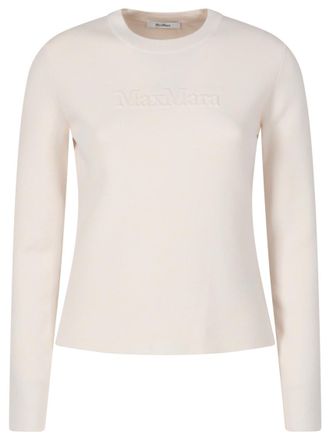 Max Mara White Viscose And Wool Sweater