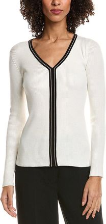 T Tahari Contrast Stripe Rib Sweater