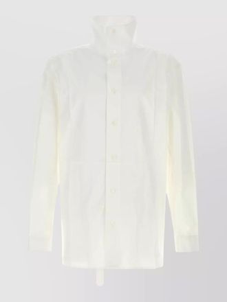 Bottega Veneta poplin shirt high collar long sleeves belt