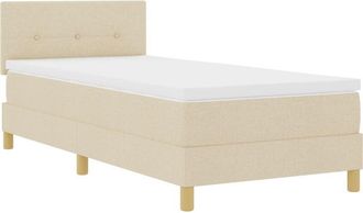 vidaXL Box Spring Bed with Mattress Cream 80 x 200 cm Fabric Vidaxl