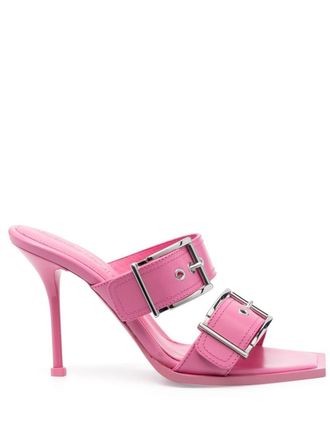 Alexander McQueen Sandali in pelle con fibbia 100mm - Rosa