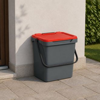 Dmora Papelera De Polipropileno Para Recogida Separada, Contenedor De Residuos 30l, 100% Made In Italy, 40x31h39 Cm, Rojo, Con Embalaje Reforzado - Dmora