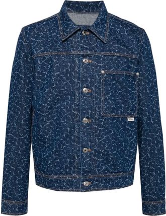 Maison Kitsun&eacute; laser cut-detail denim jacket - men - Cotton - S - Blue