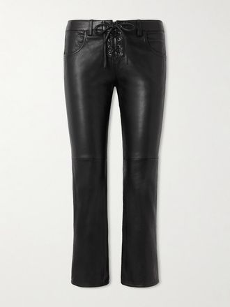Isabel Marant Pantaloni Cropped Slim-fit In Pelle Con Lacci Vanel - Nero