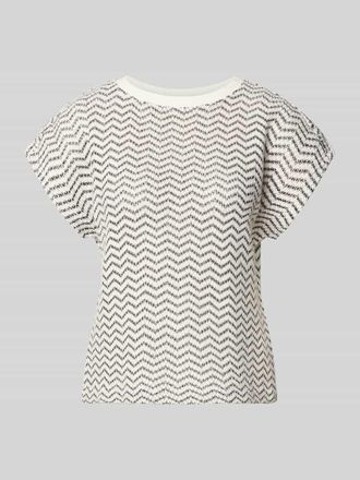 Comma Regular Fit T-Shirt in Strick-Optik in Offwhite, Gr&ouml;&szlig;e 34