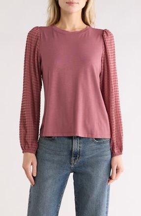 Melrose and Market Mixed Media Top in Brown Rose at Nordstrom Rack, Size Xx-Large
