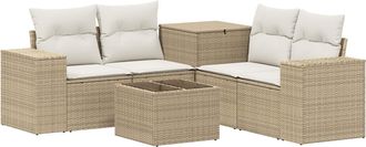 vidaXL Juego De Sof&aacute; 6 Uds. Beige Y Blanco Crema Vidaxl