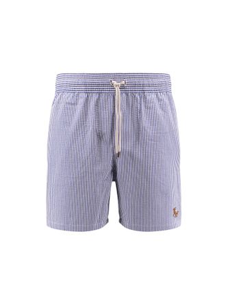 Polo Ralph Lauren Cotton Blend Striped Swim Trunk With Logo Embroidery-Uomo