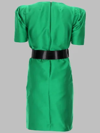 P.A.R.O.S.H. Satin with Self-Tie Belt Dress - Green