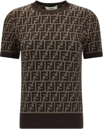 Fendi Dames, Tops, Bruin, Maat: 2XS Katoen