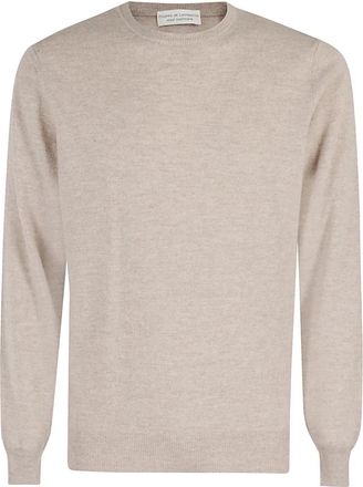 FILIPPO DE LAURENTIIS Cashmere wollen trui met ronde hals - Heren - Ronde hals truien - Beige - 4XL - Wol - Truien & Vesten
