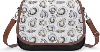 Generic Watercolor Oyster Crossbody Bag Womens Handbag PU Message Bags Shoulder Purse with Adjustable Strap