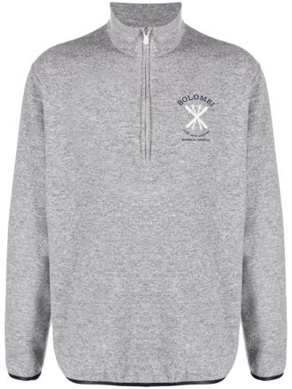 Brunello Cucinelli embroidered roll-neck sweatshirt - Grey