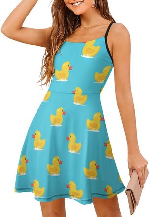 Generic Yellow Rubber Duck Womens Mini Dress Sleeveless Club Party Dresses Casual Spaghetti Straps XL