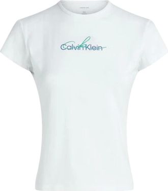 Calvin Klein Tops, Dames, Wit, S, SS Slim T-shirt