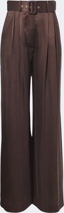 Zimmermann Belted pleated silk satin wide-leg pants