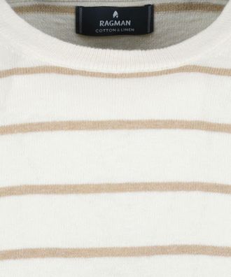 Ragman Rundhalspullover RAGMAN, Herren, Gr. 52, beige (ecru, 008), 70% Baumwolle 30% Leinen, ohne Ausschnitt, Pullover Rundhalspullover