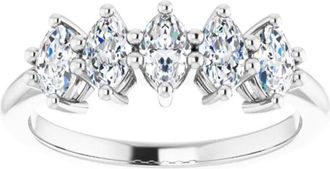 Pompeii3 1Ct Five Stone Marquise Diamond Wedding Ring in 14k White or Yellow Gold