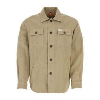 Fay Cappuccino Katoenmix Shirt - Heren - Casual Overhemden - Beige - S - Katoen - Overhemden