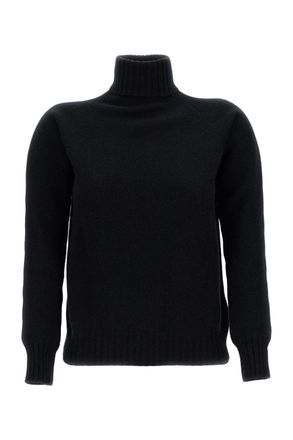 Drumohr Flat-Knit Wool Turtleneck Sweater with Ribbed Finishing