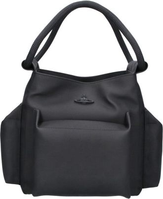 Vivienne Westwood Black Alton Structured Fabric Orb Logo Tote Bag