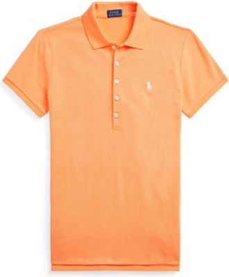 Polo Ralph Lauren Julie Slim Fit Polo met Korte Mouwen - Dames - Polos - Oranje - S - Katoen - Tops