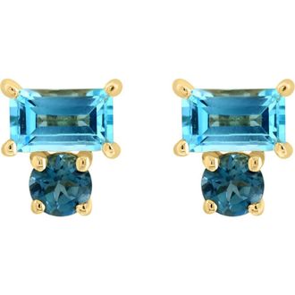 Effy 14K Gold Londo Blue Topaz & Emerald Stud Earrings at Nordstrom Rack