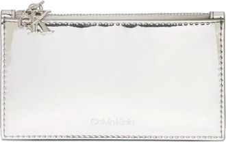 Calvin Klein zip monogram-logo wallet - women - Polyurethane - One Size - Silver