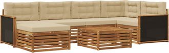 vidaXL Conjunto De Sof&aacute;s De Exterior 7 Uds. Natural Y Beige Vidaxl