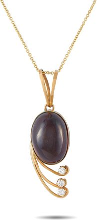 Luxury Bazaar 14K Yellow Gold 0.25ct Diamond and Garnet Necklace MF12-081226