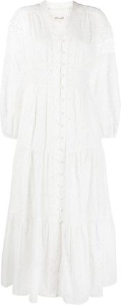 Diane Von F&uuml;rstenberg point desprit open -knit midi dress - women - Polyester/Cotton/Polyester - 8 - White