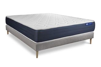 Actisom Somier gris + colch&oacute;n con l&aacute;tex y espuma viscoel&aacute;stica 160 x 200