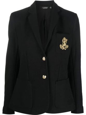 Lauren Ralph Lauren single-breasted lined blazer - women - Spandex/Elastane/Cotton/Spandex/Elastane/Polyester - S - Black
