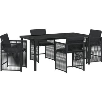 vidaXL Conjunto De Comedor De Jard&iacute;n 5 Pcs Negro Rat&aacute;n Sint&eacute;tico Vidaxl
