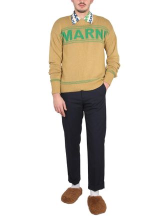 Marni Logo Cotton Knit Sweatshirt - Yellow