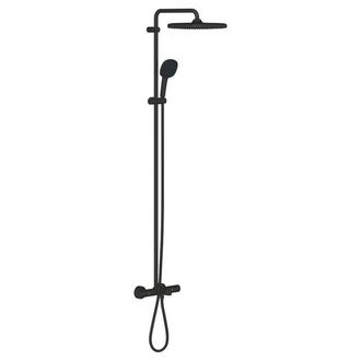 GROHE Vitalio Comfort 250 Quickfix Regendoucheset - 25cm - hoofddouche - vierkante handdouche - 2 straalsoorten - met badthermostaat - mat zwart