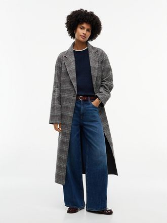 Tommy Hilfiger Womens Glen Plaid Wool-Blend Coat - Black - 4