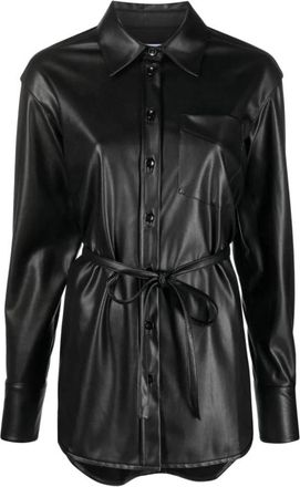 Proenza Schouler Zwart Imitatieleer Shirt Jas - Dames - Overhemden - Zwart - M - Leer - Overhemden