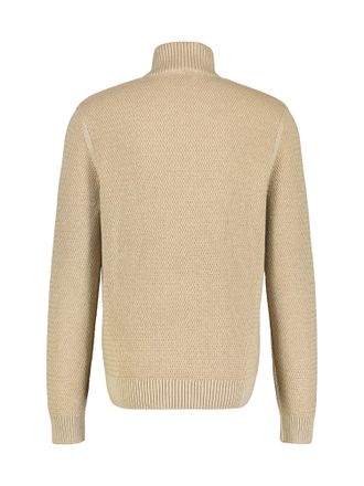 Lerros Strickpullover LERROS LERROS Stricktroyer mit Reissverschluss, Herren, Gr. S, beige (tender beige melange), 100% Baumwolle, ohne Ausschnitt, Pullover 