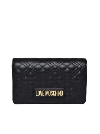 Love Moschino Quilted Black Crossbody Bag With Gold Chain Strap