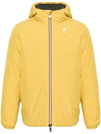 K-Way logo-patch hooded padded jacket - Yellow