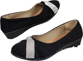 Generic Glitter Comfortable Slip-On Flats Round Toe Comfy Low Heel Pump, Lightweight Fashion Rhinestone Wedge Mary Jane Shoes (hs,10)